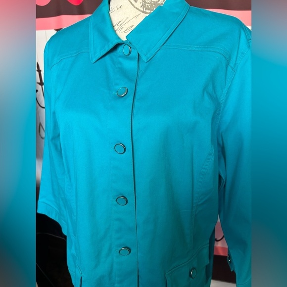 Christopher & Banks Women’s Turquoise Button Down Jean Blouse/Jacket EUC!​​​ - Picture 4 of 8